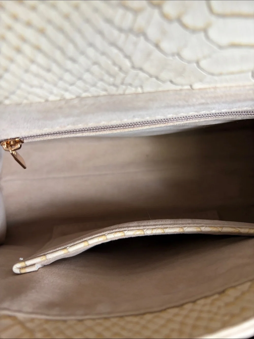 LTL London Cream Python-Embossed Top Handle Bag